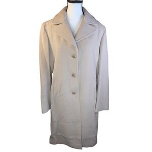Vintage Marvin Richards Classic Wool‎ Cashmere Button Front Trench Coat Tan 10